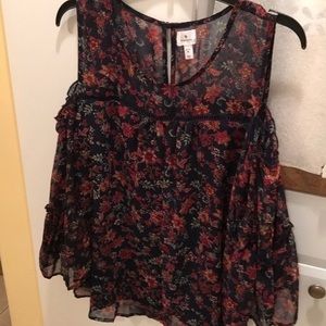 NWOT Navy floral printed blouse